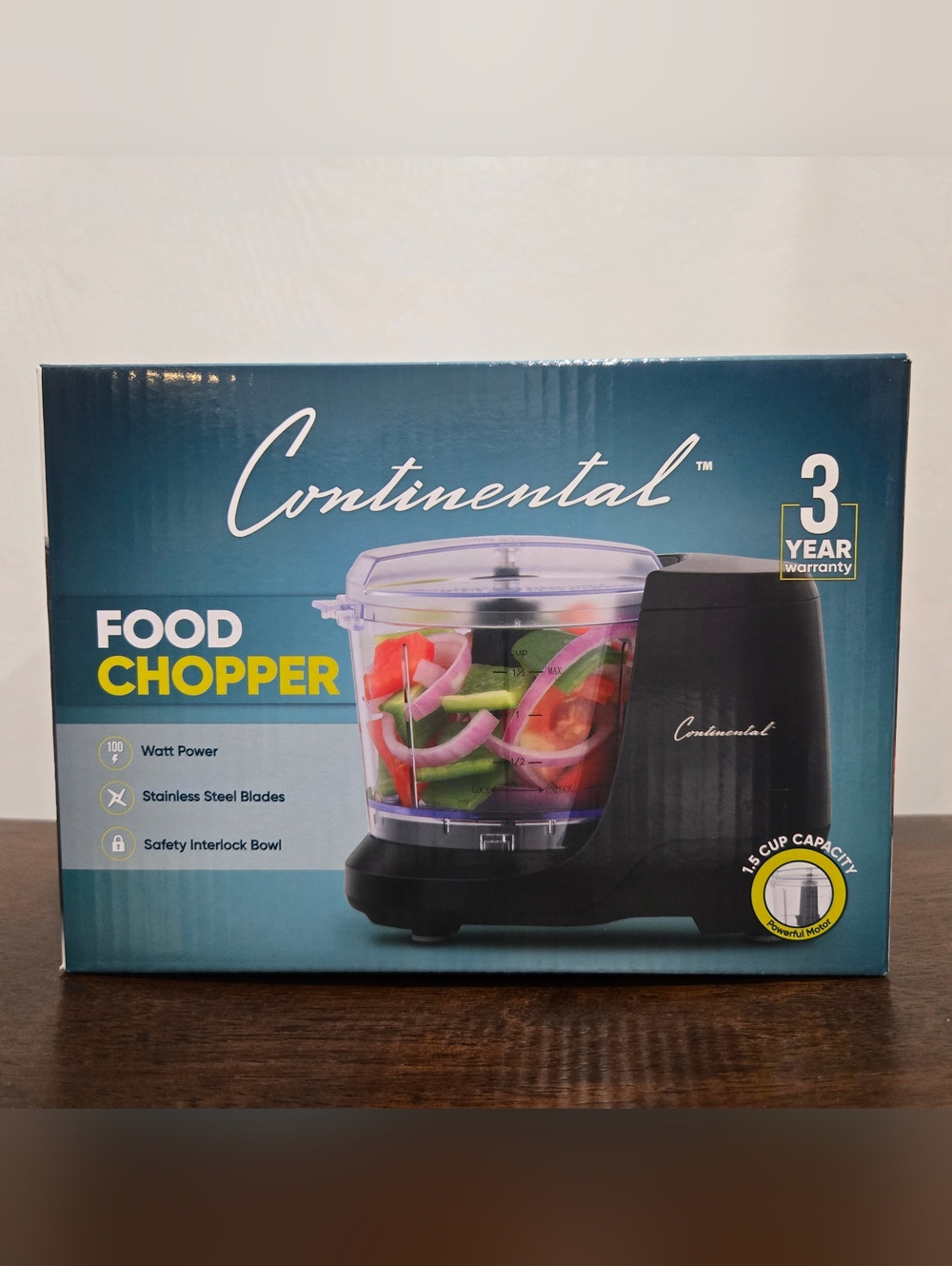 Continental Food Chopper in Teal and Black